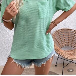 SHEIN Light Green Waffle Knit Tee